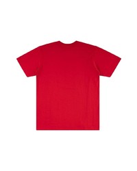 rotes bedrucktes T-Shirt mit einem Rundhalsausschnitt von Supreme