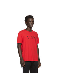 rotes bedrucktes T-Shirt mit einem Rundhalsausschnitt von Valentino