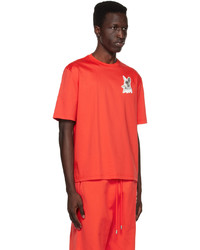 rotes bedrucktes T-Shirt mit einem Rundhalsausschnitt von Lanvin