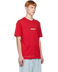 rotes bedrucktes T-Shirt mit einem Rundhalsausschnitt von Moncler Genius