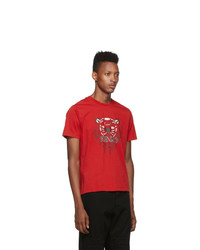 rotes bedrucktes T-Shirt mit einem Rundhalsausschnitt von Kenzo