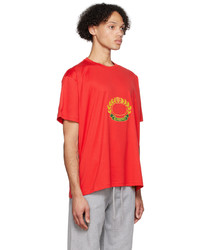 rotes bedrucktes T-Shirt mit einem Rundhalsausschnitt von Burberry