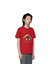 rotes bedrucktes T-Shirt mit einem Rundhalsausschnitt von Kenzo