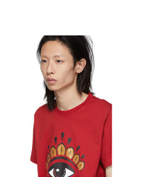 rotes bedrucktes T-Shirt mit einem Rundhalsausschnitt von Kenzo