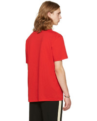 rotes bedrucktes T-Shirt mit einem Rundhalsausschnitt von Gucci