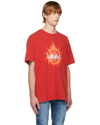 rotes bedrucktes T-Shirt mit einem Rundhalsausschnitt von Ksubi