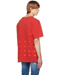 rotes bedrucktes T-Shirt mit einem Rundhalsausschnitt von Ksubi