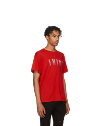 rotes bedrucktes T-Shirt mit einem Rundhalsausschnitt von Amiri