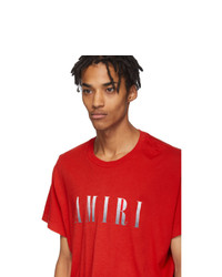 rotes bedrucktes T-Shirt mit einem Rundhalsausschnitt von Amiri