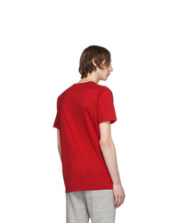 rotes bedrucktes T-Shirt mit einem Rundhalsausschnitt von DSQUARED2