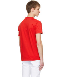 rotes bedrucktes T-Shirt mit einem Rundhalsausschnitt von DSQUARED2