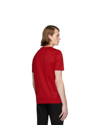 rotes bedrucktes T-Shirt mit einem Rundhalsausschnitt von Versace