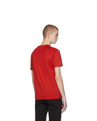 rotes bedrucktes T-Shirt mit einem Rundhalsausschnitt von Versace