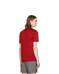 rotes bedrucktes T-Shirt mit einem Rundhalsausschnitt von Versace