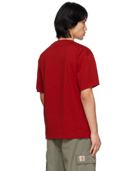 rotes bedrucktes T-Shirt mit einem Rundhalsausschnitt von Rassvet