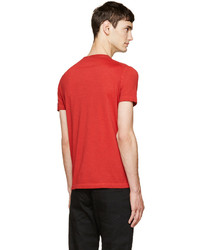 rotes bedrucktes T-Shirt mit einem Rundhalsausschnitt von DSQUARED2