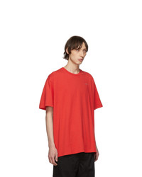 rotes bedrucktes T-Shirt mit einem Rundhalsausschnitt von Off-White