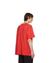 rotes bedrucktes T-Shirt mit einem Rundhalsausschnitt von Off-White