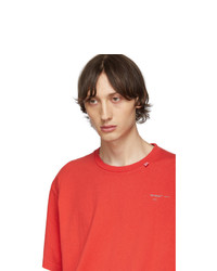 rotes bedrucktes T-Shirt mit einem Rundhalsausschnitt von Off-White