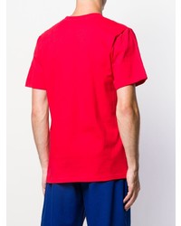 rotes bedrucktes T-Shirt mit einem Rundhalsausschnitt von Supreme