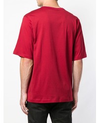 rotes bedrucktes T-Shirt mit einem Rundhalsausschnitt von Dolce & Gabbana