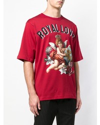 rotes bedrucktes T-Shirt mit einem Rundhalsausschnitt von Dolce & Gabbana