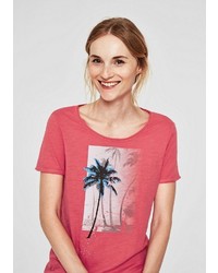 rotes bedrucktes T-Shirt mit einem Rundhalsausschnitt von S.OLIVER RED LABEL