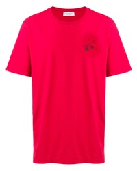 rotes bedrucktes T-Shirt mit einem Rundhalsausschnitt von Saint Laurent
