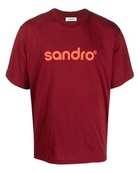 rotes bedrucktes T-Shirt mit einem Rundhalsausschnitt von Sandro