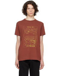 rotes bedrucktes T-Shirt mit einem Rundhalsausschnitt von Schnayderman's