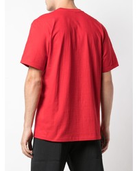 rotes bedrucktes T-Shirt mit einem Rundhalsausschnitt von Supreme