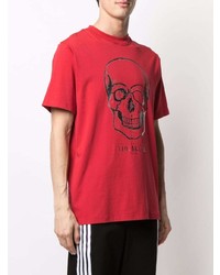 rotes bedrucktes T-Shirt mit einem Rundhalsausschnitt von Philipp Plein