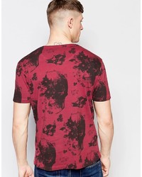 rotes bedrucktes T-Shirt mit einem Rundhalsausschnitt von Firetrap