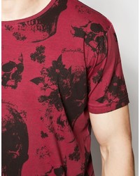 rotes bedrucktes T-Shirt mit einem Rundhalsausschnitt von Firetrap