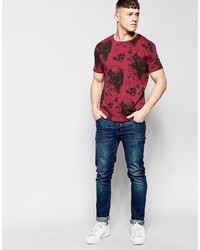 rotes bedrucktes T-Shirt mit einem Rundhalsausschnitt von Firetrap