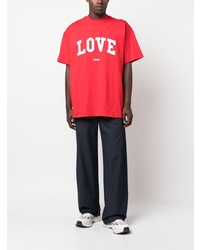 rotes bedrucktes T-Shirt mit einem Rundhalsausschnitt von MSGM