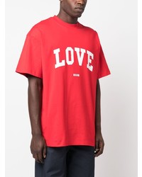 rotes bedrucktes T-Shirt mit einem Rundhalsausschnitt von MSGM