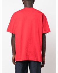 rotes bedrucktes T-Shirt mit einem Rundhalsausschnitt von MSGM