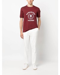 rotes bedrucktes T-Shirt mit einem Rundhalsausschnitt von Brunello Cucinelli