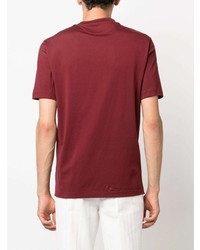 rotes bedrucktes T-Shirt mit einem Rundhalsausschnitt von Brunello Cucinelli