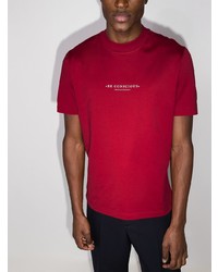 rotes bedrucktes T-Shirt mit einem Rundhalsausschnitt von Brunello Cucinelli