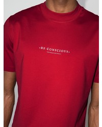 rotes bedrucktes T-Shirt mit einem Rundhalsausschnitt von Brunello Cucinelli