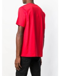 rotes bedrucktes T-Shirt mit einem Rundhalsausschnitt von Diesel