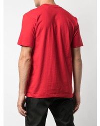 rotes bedrucktes T-Shirt mit einem Rundhalsausschnitt von Supreme