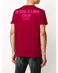 rotes bedrucktes T-Shirt mit einem Rundhalsausschnitt von Diesel