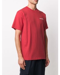 rotes bedrucktes T-Shirt mit einem Rundhalsausschnitt von Sporty & Rich