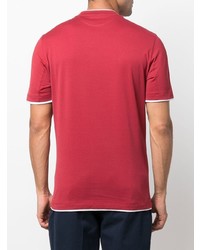 rotes bedrucktes T-Shirt mit einem Rundhalsausschnitt von Brunello Cucinelli