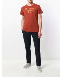 rotes bedrucktes T-Shirt mit einem Rundhalsausschnitt von Kent & Curwen