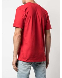 rotes bedrucktes T-Shirt mit einem Rundhalsausschnitt von Supreme