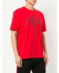 rotes bedrucktes T-Shirt mit einem Rundhalsausschnitt von Blackbarrett